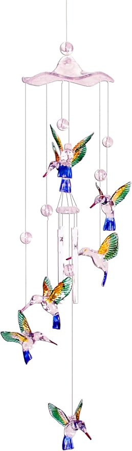 Spoontiques Hummingbirds Flying Acrylic Wind Chime - Outdoor Garden Décor - Decorative Chimes for Yard, Garden, Backyard and Patio Decoration