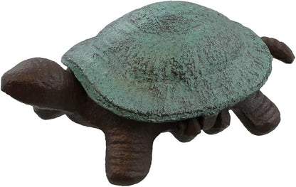 Top Brass Turtle Key Hider Figurine - Cast Iron Garden Statue with Secret Compartment - Indoor/Outdoor