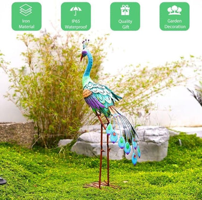 Goodeco 33.5 Inch Metal Peacock Garden Decor - Stunning Decorations for Home Yard Art, Ideal Peacock Gifts for Women & Ornamental Delight