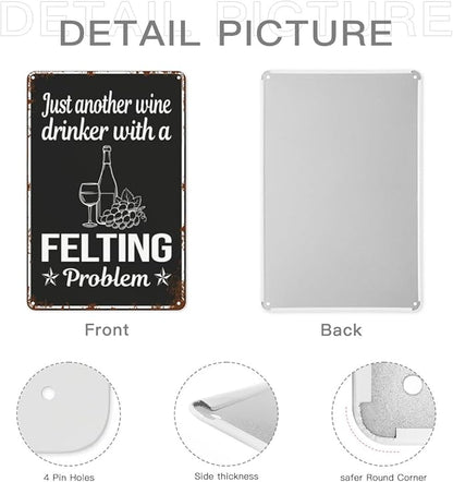 Vintage Retro Metal Wall Decor Signs Wine Drinker Felg Felt Felters for Home,Kitchen,Bathroom,Patio & Garden Inspirational & Funny Life Quotes 8x12 Inches