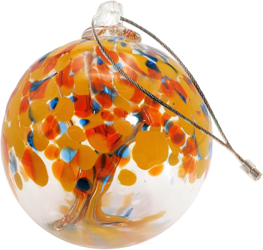 Dale Tiffany Hand Blown Glass, 4" Diameter Aura, Tree of Life Collection, Witch Globe Hanging Garden Indoor/Outdoor Decorative Ornament Gazing Ball