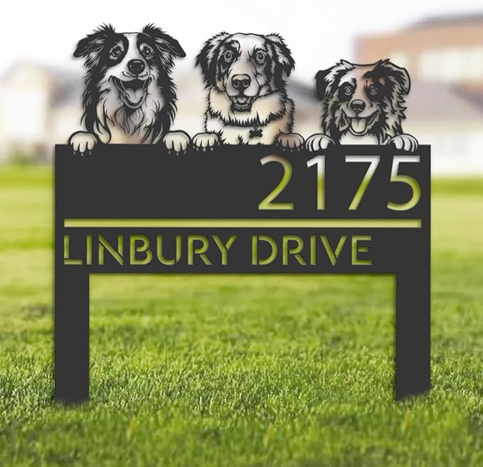 Custom Dog Garden Miniatures,Australian Shepherd Dog Memorial Garden Stake,Australian Shepherd Dog Outdoor Statues,Australian Shepherd Dog Sculptures,Australian Shepherd Ranch Sign.