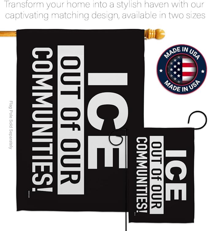 ICE Out of Our Communities Flag Hanger Kit Wall Hanging Decor Home Poster Porch Balcony Bandera para Mexican Gifts SF NY LA MAGA Abolish ICE Support Sign Protest Poster Californian Pride Decor