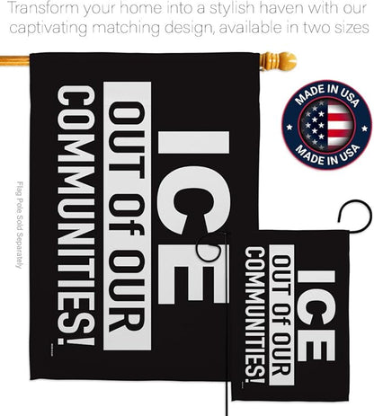 ICE Out of Our Communities Flag Hanger Kit Wall Hanging Decor Home Poster Porch Balcony Bandera para Mexican Gifts SF NY LA MAGA Abolish ICE Support Sign Protest Poster Californian Pride Decor