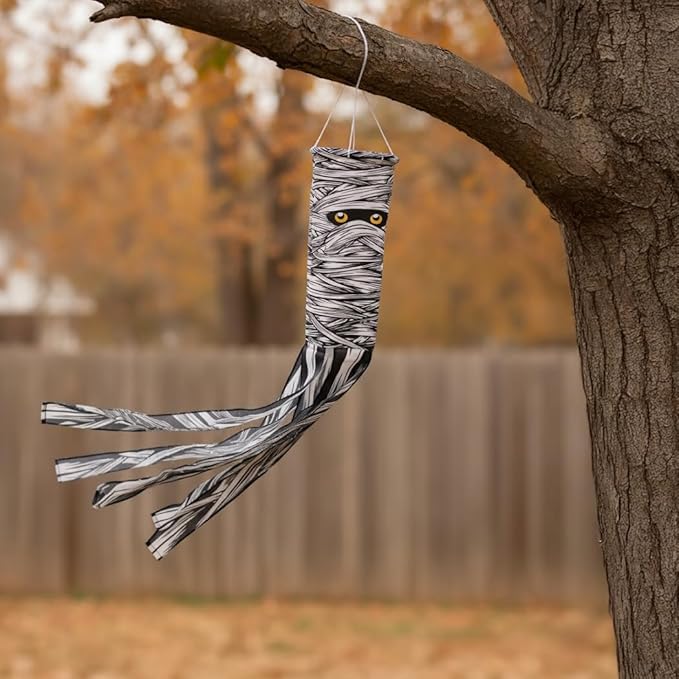 Madrona Brands Halloween Mummy Windsock | Durable Outdoor Hanging Halloween Decoration | Yard, Porch, Lawn | 48 Inch