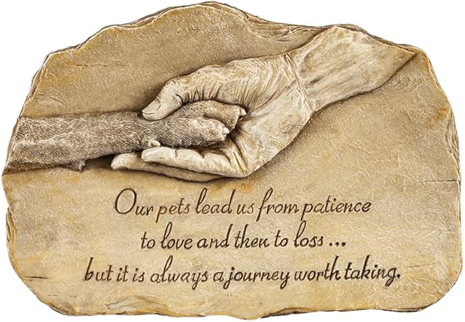 Evergreen Garden Dog Paw in Hand Devotion Painted Polystone Stepping Stone - 12”W x 0.5”D x 7.5”H…