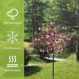 VEWOGARDEN 2PCS Outdoor Wind Spinner,Metal Wind Spinners Yard Decor Pinwheel,Copper Wind Sculptures & Spinners for for Garden, Patio, Lawn(10" Dia * 37" H)