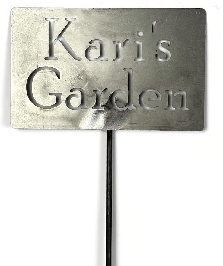 Classic Metal Garden Markers Clearance Items 20 to 33 Inches Tall (Raw Unfinished Steel, Kari's Garden)