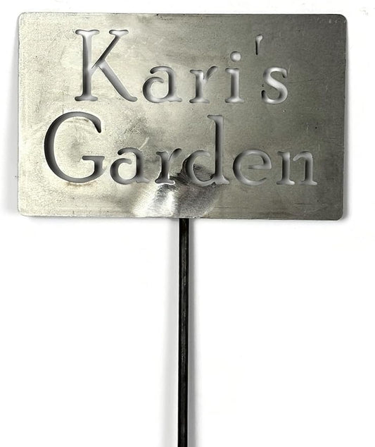 Classic Metal Garden Markers Clearance Items 20 to 33 Inches Tall (Raw Unfinished Steel, Kari's Garden)