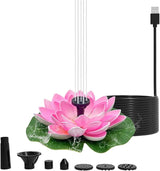 Solar Garden Fountain Water Lilies Designs Outdoor Bird Bath Accessories Suitable for Patios and Fish Pond Fish Pond Accessories