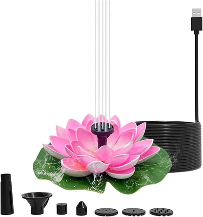 Solar Garden Fountain Water Lilies Designs Outdoor Bird Bath Accessories Suitable for Patios and Fish Pond Fish Pond Accessories