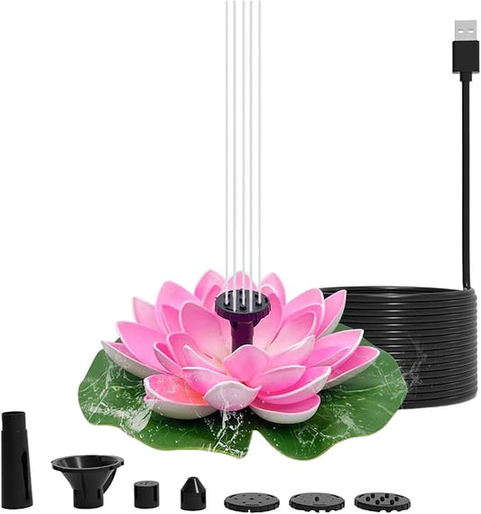 Solar Garden Fountain Water Lilies Designs Outdoor Bird Bath Accessories Suitable for Patios and Fish Pond Fish Pond Accessories