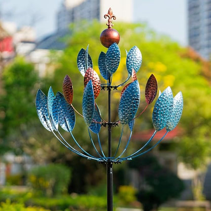 Stargarden Outdoor Metal Large Wind Spinners, 360 Degrees Swivel Kinetic Wind Sculptures-30 Dia*92.5" H Large Windmill, Metal Yard Art Garden Decor