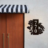 Personalized Gothic House Number metal Signs,Custom Address Number Metal Wall Art Decor,Black Plaques Outdoor wall Decorative Signage,Shed(8-30 Inches) (Crow Rose)