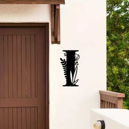 Metal Name Sign,Initial Welcome Letter Monogram Wall Decor,Wall Art Last Name Signs,Garden Door Decor for Outside,Wedding,House Warming Gift,12 inch in Height (Letter I)