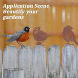 CREATCABIN 5Pcs Rusty Birds Fence Decoration Outdoor Birds Decor for Yard Art Metal Craft Statue Ornaments Iron Sculptures Stakes Rustic Garden Decor for Farmhouse Yard Wall