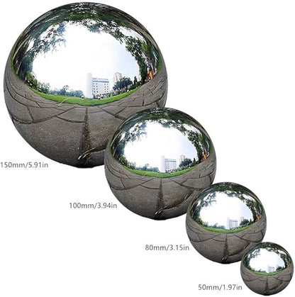 Stainless Steel Gazing Ball, 6 Pcs 50-150 mm Mirror Polished Hollow Ball Reflective Garden Sphere, Floating Pond Balls Seamless Gazing Globe for Home Garden Ornament Decorations (6 Pcs Mix)