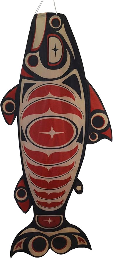 In the Breeze 5120 — Salmon Totem Fish Windsock-Hanging Outdoor Decoration, 48"