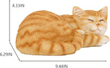Elenon Cat Garden Statue Decorative for Yard, Orange Tabby Sleeping Cat Figurines Home Lawn Decor, Patio Kitten Tuxedo Statues Pets Memorial Ornament for Cat Lovers