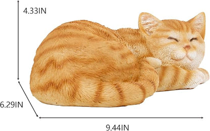 Elenon Cat Garden Statue Decorative for Yard, Orange Tabby Sleeping Cat Figurines Home Lawn Decor, Patio Kitten Tuxedo Statues Pets Memorial Ornament for Cat Lovers