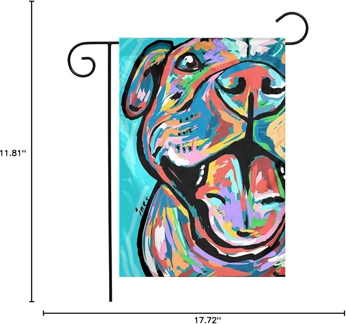 Colorful Pitbull Paintings Garden Flags House Indoor & Outdoor Welcome Decorations,Waterproof Polyester Yard Decorative for Game Family Party Banner