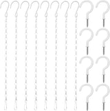 Hotop 8 Pcs Metal Hanging Chains with Ceiling Hooks, Garden Plant Hangers for Hanging Bird Feeders, Billboards, Chalkboards, Basket, Planters, Lanterns, Wind Chimes, Chain Hook DIY(12 Inch,White)