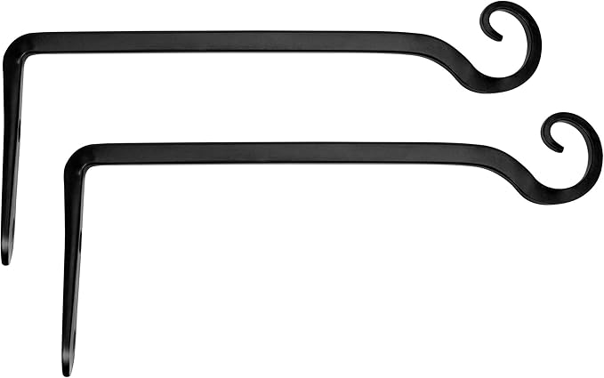 Mkono Plant Hangers Indoor, 10 Inch Metal Plant Bracket, Decorative Wall Hooks for Hanging Plants, Bird Feeder, Flower Basket, Wind Chimes, Home Outdoor Decor, 2 Pack Black