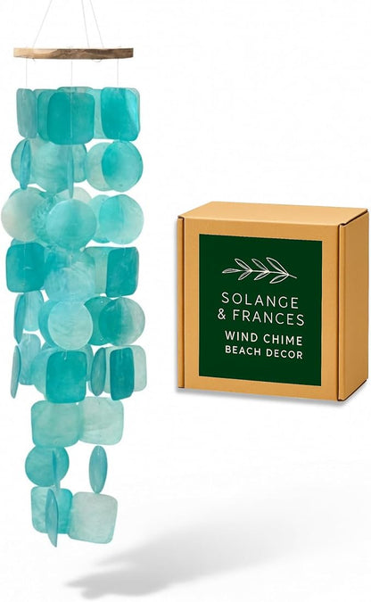 Solange & Frances Beach Decor, Outdoor Decor, Wind Chimes for Outside, Sea Glass Decor, Gift Ideas for Beach Lovers, Windchimes for Outdoors, for Beach