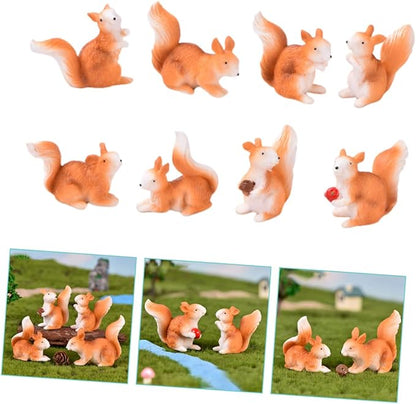 Yardwe 32 Pcs Little Squirrel Ornament Micro Ornaments Squirrel Shape Decor Miniature Squirrel Ornament Fairy Garden Adornment Squirrel Figures Mini Bunny Toys Kid Toys Statue Plant Resin