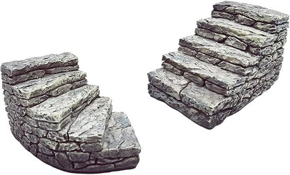 MAOMIA 2 Pcs Miniature Stone Steps Figurines Fairy Garden Ornaments, Miniature Garden Stairs Accessories Micro Landscape Decoration(2.6 inch)