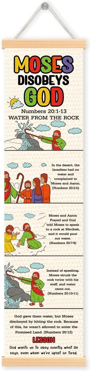 Moses Strikes the Rock Banner, Church Banner, Christian Rustic Hanging Door Flag, Farmhouse Decorations Outdoor Indoor, Church Activity Decor, Bible Lesson, Scripture and Words Decorations
