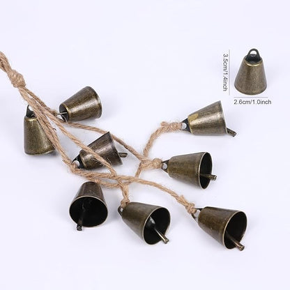 2 Pieces Witch Bells for Door Knob for Protection Handmade Witchcraf Door Hanging Bell Rustic Witch Wind Chimes for Boho Home Room Decor (Rustic)