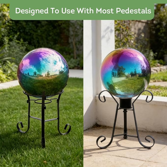 Lily's Home Gazing Globe Mirror Ball in Rainbow Stainless Steel - 12 Inch