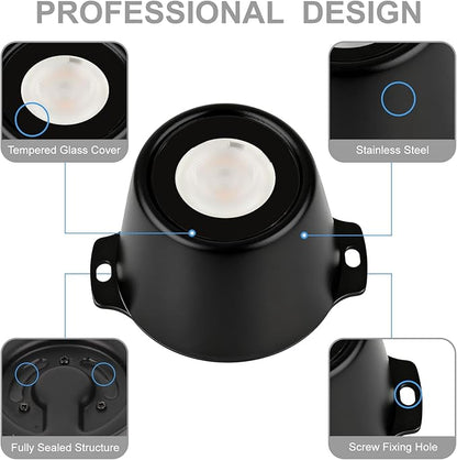 5W Submersible LED Pond Lights, Green Color 12V Wired Low Voltage Outdoor Underwater Spot Lights for Pond Fountain Waterfall, 45° Beam Angle, IP68 Waterproof Stainless Steel, Black, 6PK