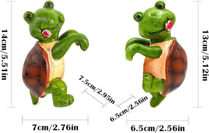 Set of 2 Cute Climbing Tortoise Flower Pot Hugger Figurines Resin Hanging Turtle Statues Planter Pot Decorations for Home Garden Fence Balcony Patio Lawn Yard Ornaments