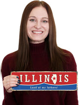 SmartSign 4 x 14 inch Illinois State Vintage Metal Sign “Land Of My Fathers”, 40 mil Rustproof Aluminum with Clear Overcoat, Retro Wall Décor, Multicolor, Made in USA
