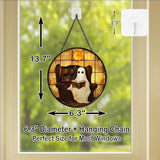 Stained Glass Window Hanging Halloween Ghost Reading Book 6.3in Sun Catchers Panel for Indoor Decorative Display for Mom Wife Lovers Festive