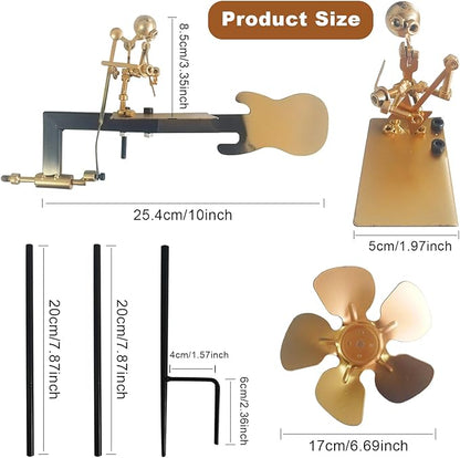 Garden Rock Band Windmill,Metal Guitar Player Windmill–Wind Powered Yard Art Sculpture, Garden Decor for Lawn, Patio, or Courtyard–Outdoor Percussionist Figurine Gift(Guitar)