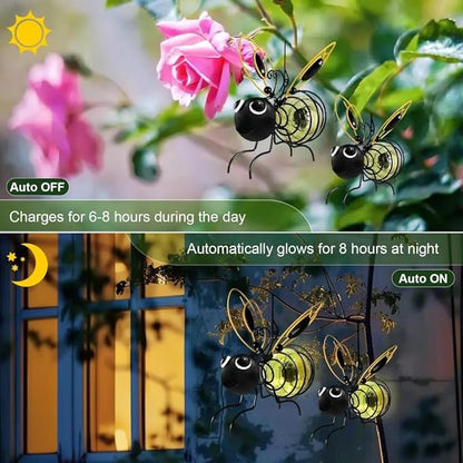 Solar Bees Lights Outdoor, Hanging Bee Solar Garden Light,2025 New Solars Bees Simulation Lights, Waterproof Bumble Bees Solars Light for Party Festivals Garden Decor Birthday Gifts (Yellow 2pcs)