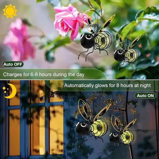 Solar Bees Lights Outdoor, Hanging Bee Solar Garden Light,2025 New Solars Bees Simulation Lights, Waterproof Bumble Bees Solars Light for Party Festivals Garden Decor Birthday Gifts (Pink 2pcs)