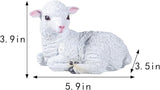 Outdoor Resin Sheep Sculpture Decoration Garden Farm Yard Gift Artificial Lamb Sculpture 5.9 x 3.9 x 3.5 inches