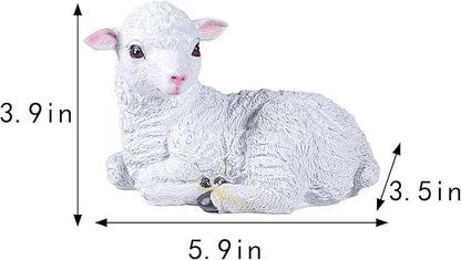 Outdoor Resin Sheep Sculpture Decoration Garden Farm Yard Gift Artificial Lamb Sculpture 5.9 x 3.9 x 3.5 inches