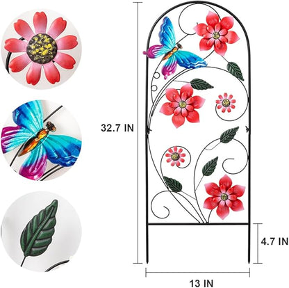 YEAHOME 33 Inch Decorative Garden Stakes, Outdoor Garden Decor Metal Flower Butterflies Spring Gardening Decor Art Yard Signs, Outdoor Decorations for Patio Outside Yard Lawn
