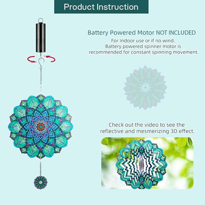 DREAMYSOUL Peacock Hanging Wind Spinners 12 Inch Laser Cut Stainless Steel Wind Spinners for Yard and Garden 3D Outdoor Wind Spinner Peacock Decor Ornaments