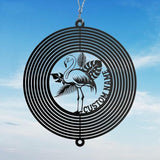 Personalized Flamingo Metal Wind Spinner, Custom Hanging Decoration for Outdoor Display, Kinetic Garden Sculpture, Tropical Gift (Flamingo Garden Wind Spinner)