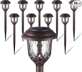 EXCMARK 10 Pack Solar Lights Outdoor Decorative Garden Yard Lights for Pathway Walkway Sidewalk Driveway. (Brown, Warm White)