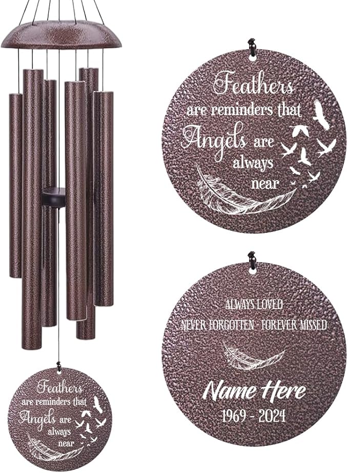Personalized Wind Chimes for Loss of Loved One, Bereavement & in Memory Wind Chimes, Sympathy Gifts in Memory of Father, Mother, or a Loved One, Product in USA