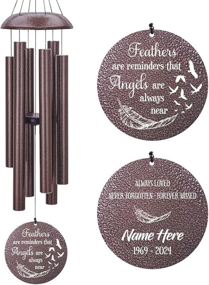 Personalized Wind Chimes for Loss of Loved One, Bereavement & in Memory Wind Chimes, Sympathy Gifts in Memory of Father, Mother, or a Loved One, Product in USA