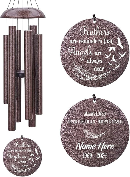 Personalized Wind Chimes for Loss of Loved One, Bereavement & in Memory Wind Chimes, Sympathy Gifts in Memory of Father, Mother, or a Loved One, Product in USA