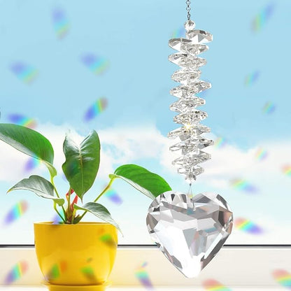 Memorial Gifts for Loss of Loved One, Sympathy Gift for Loss of Father Mother, Bereavement Gift Ideas Hanging Ornament with 45mm Clear Glass Heart Crystal Ball Prism Rainbow Maker Grief Gifts(Clear)